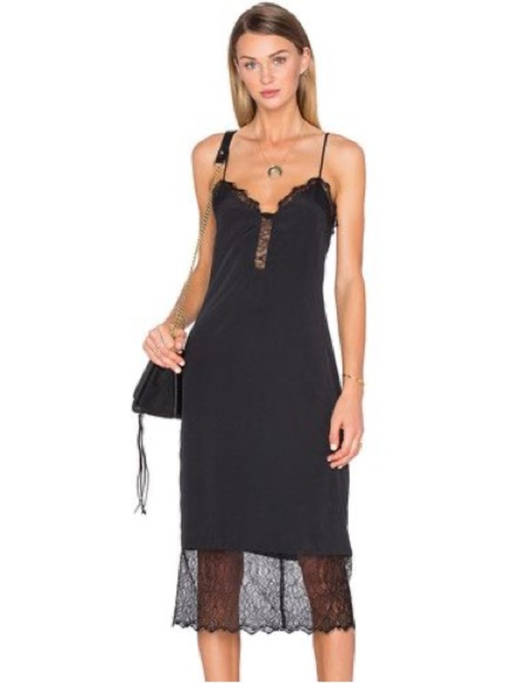 Revolve x House of Harlow 1960 Black Lace Slip Dress